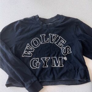 Darc sport Wolves Gym Black Cropped long sleeve t shirt